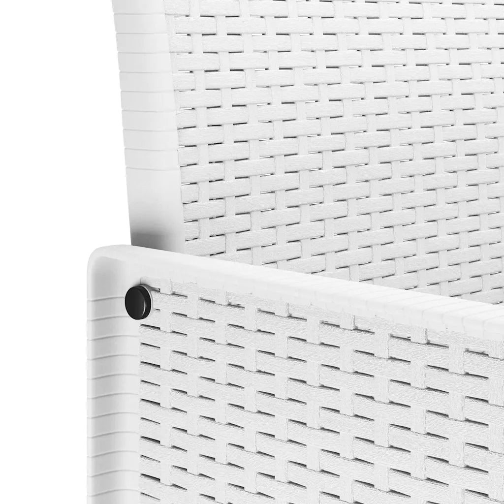 Détail assise chaise de jardin blanche polypropylène tressé résistant intempéries