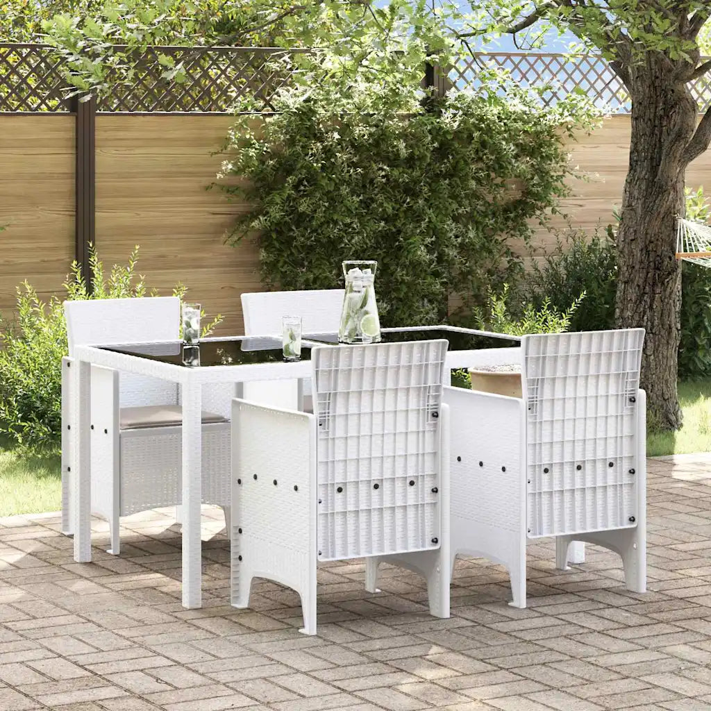 Ensemble table et 4 chaises de jardin blanches style moderne avec coussins confortables