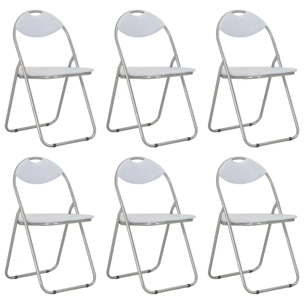 Lot de 6 chaises pliantes pas cher blanches similicuir structure acier robuste
