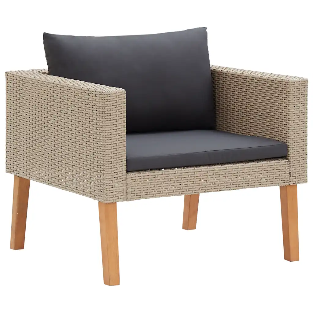 Canapé de jardin beige avec coussins épais blanc crème, hauteur d'assise 34 cm