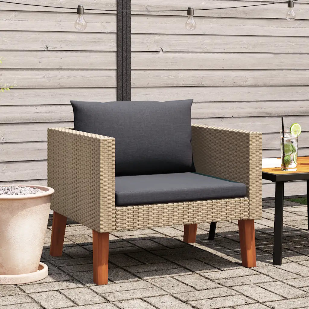 Canapé compact beige pour balcon avec structure acier thermolaqué, design élégant