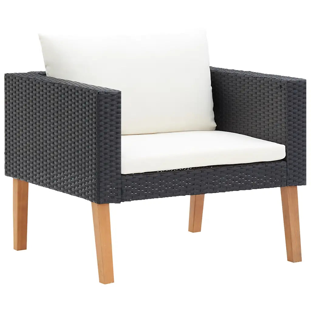 Canapé de jardin 1 place noir avec assise extra-profonde 60 x 59 cm