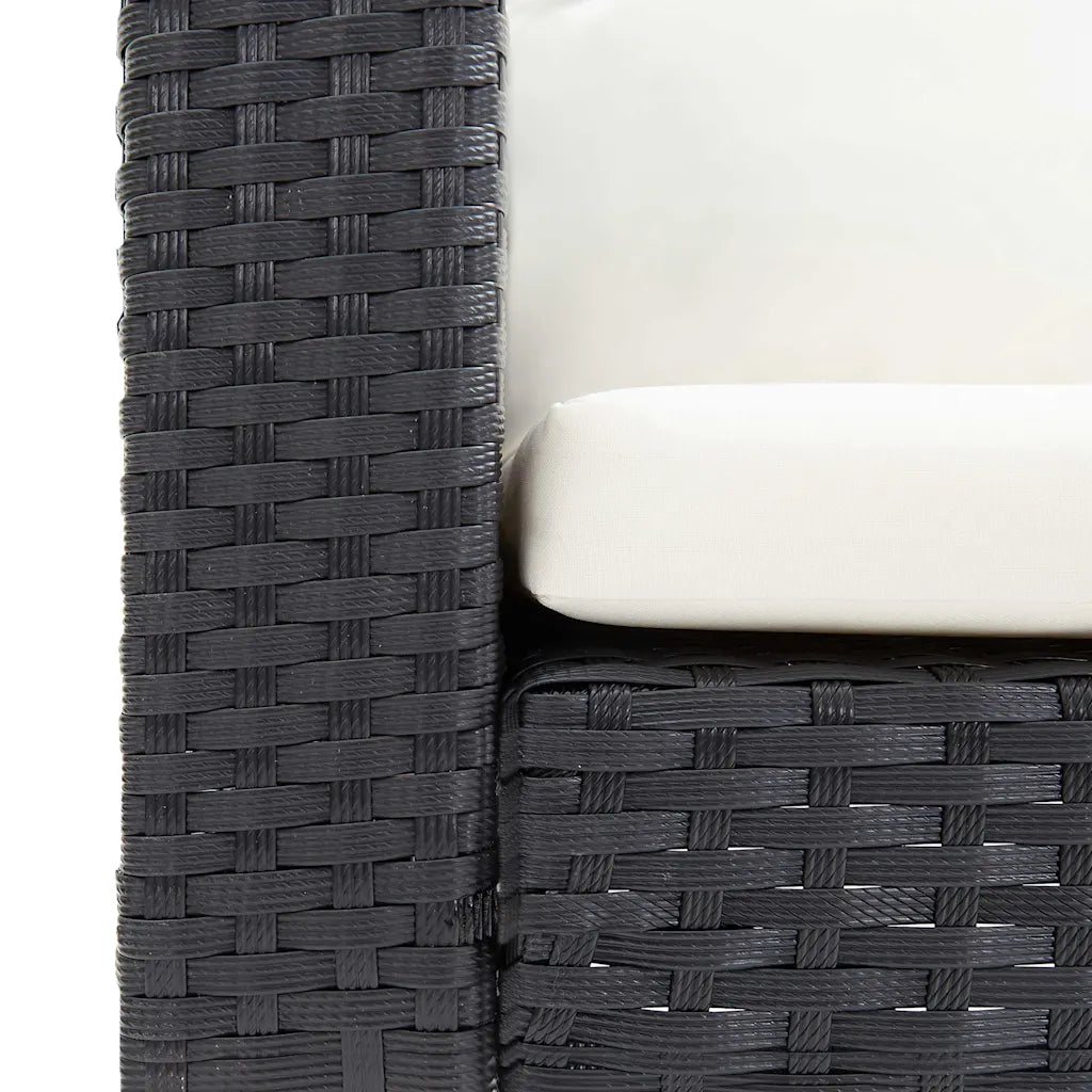Canapé compact noir avec coussin d'assise 5 cm d'épaisseur, confort optimal