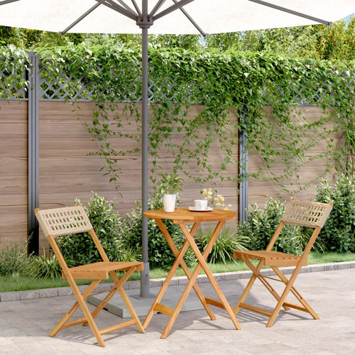 Petit Salon de Jardin en bois avec dossier beige.