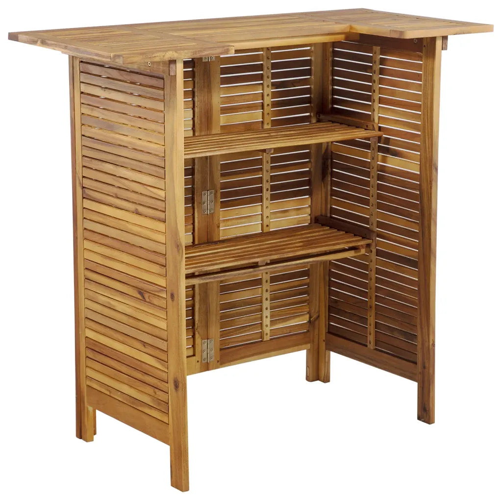 un magnifique Salon de Jardin Bar en bois d'acacia disponible avec des tabourets ronds ou carrés.
