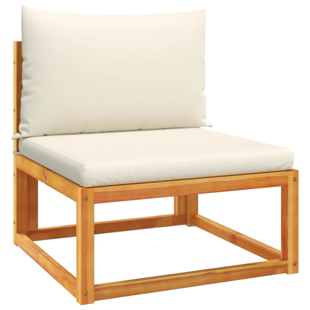 Canapé sans accoudoirs en acacia avec dossier tressé, dimensions 65 x 65 x 65 cm
