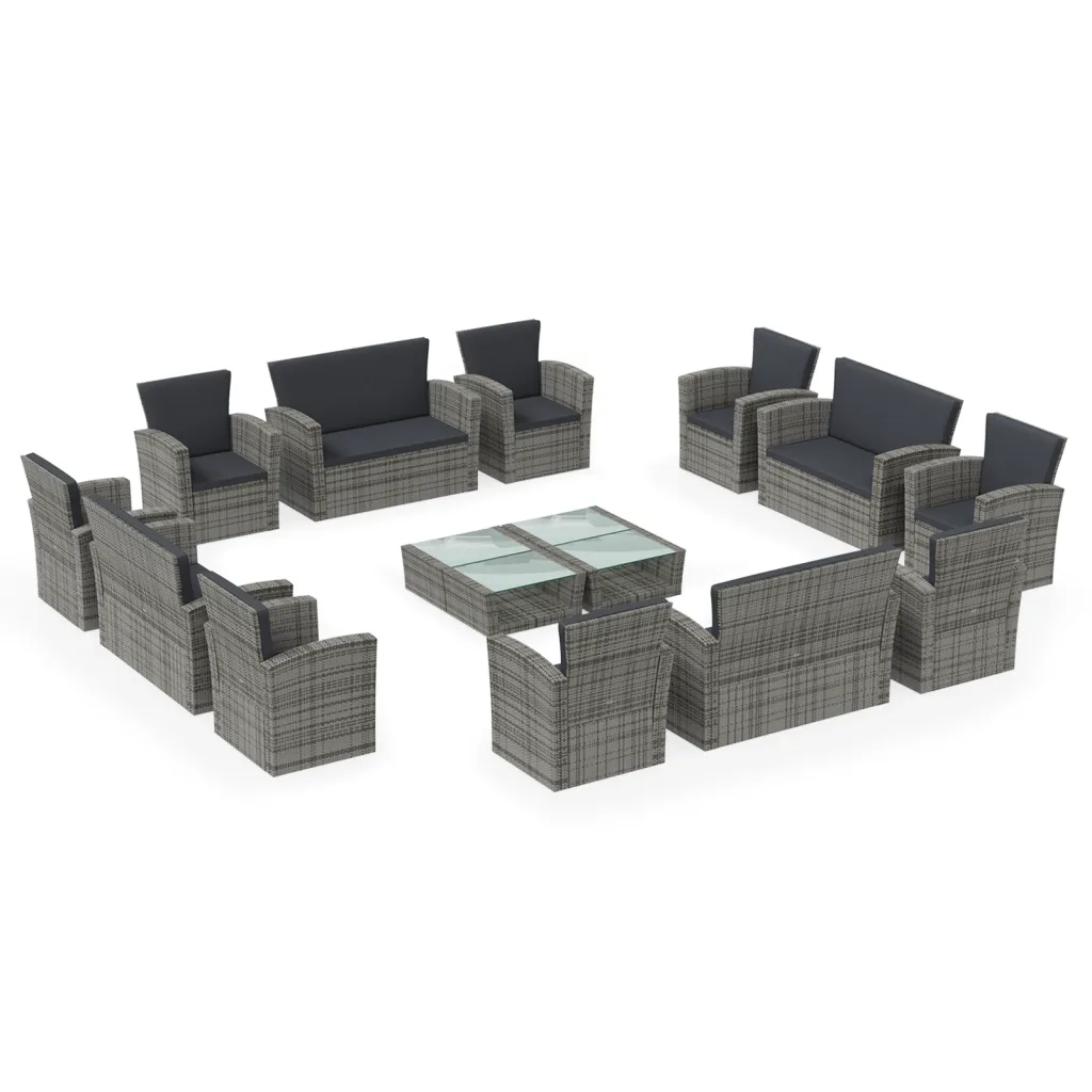 Configuration complète salon de jardin Acapulco avec 4 canapés 2 places, 8 fauteuils et 4 tables