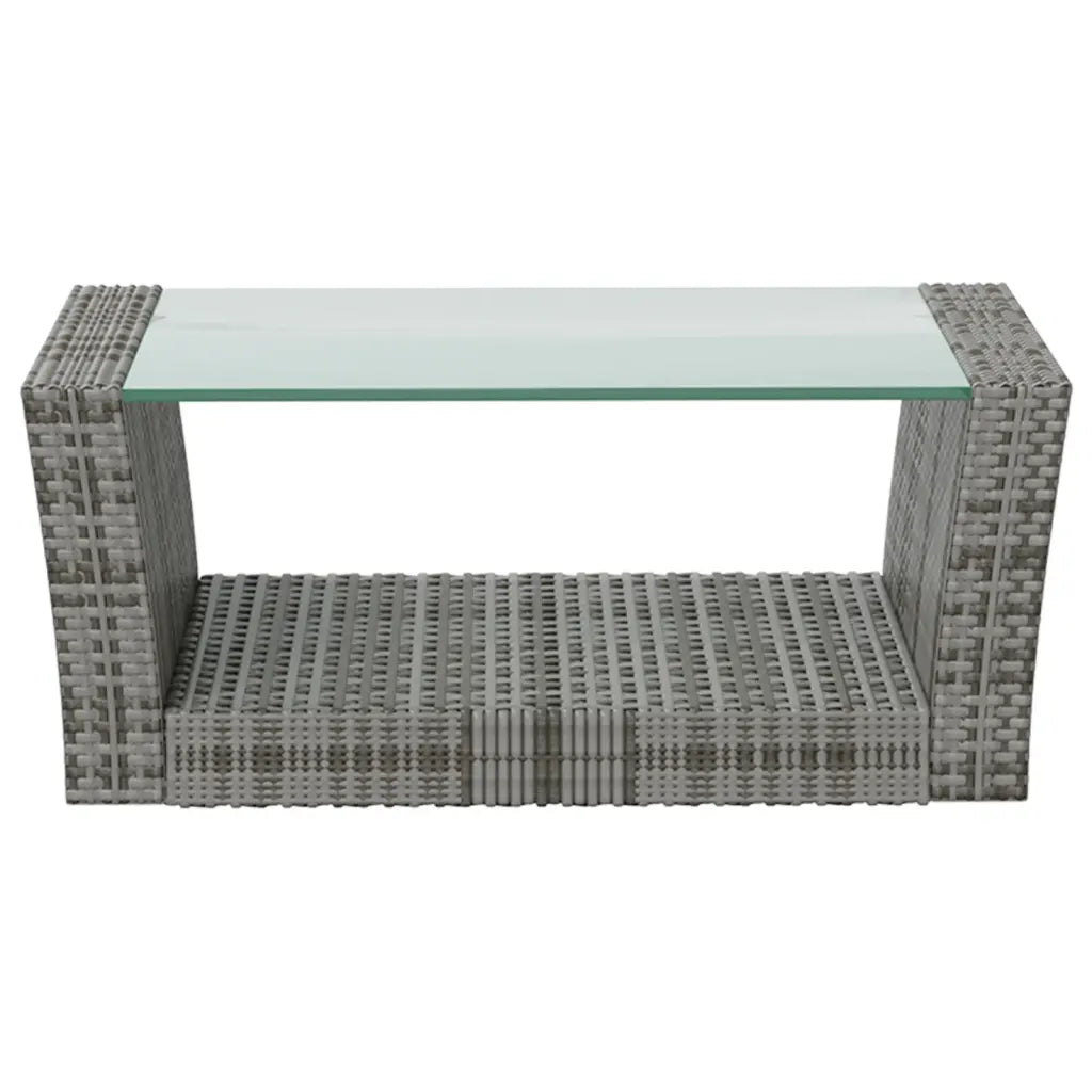 Table basse salon de jardin Acapulco 85x49cm avec plateau verre et structure rotin gris