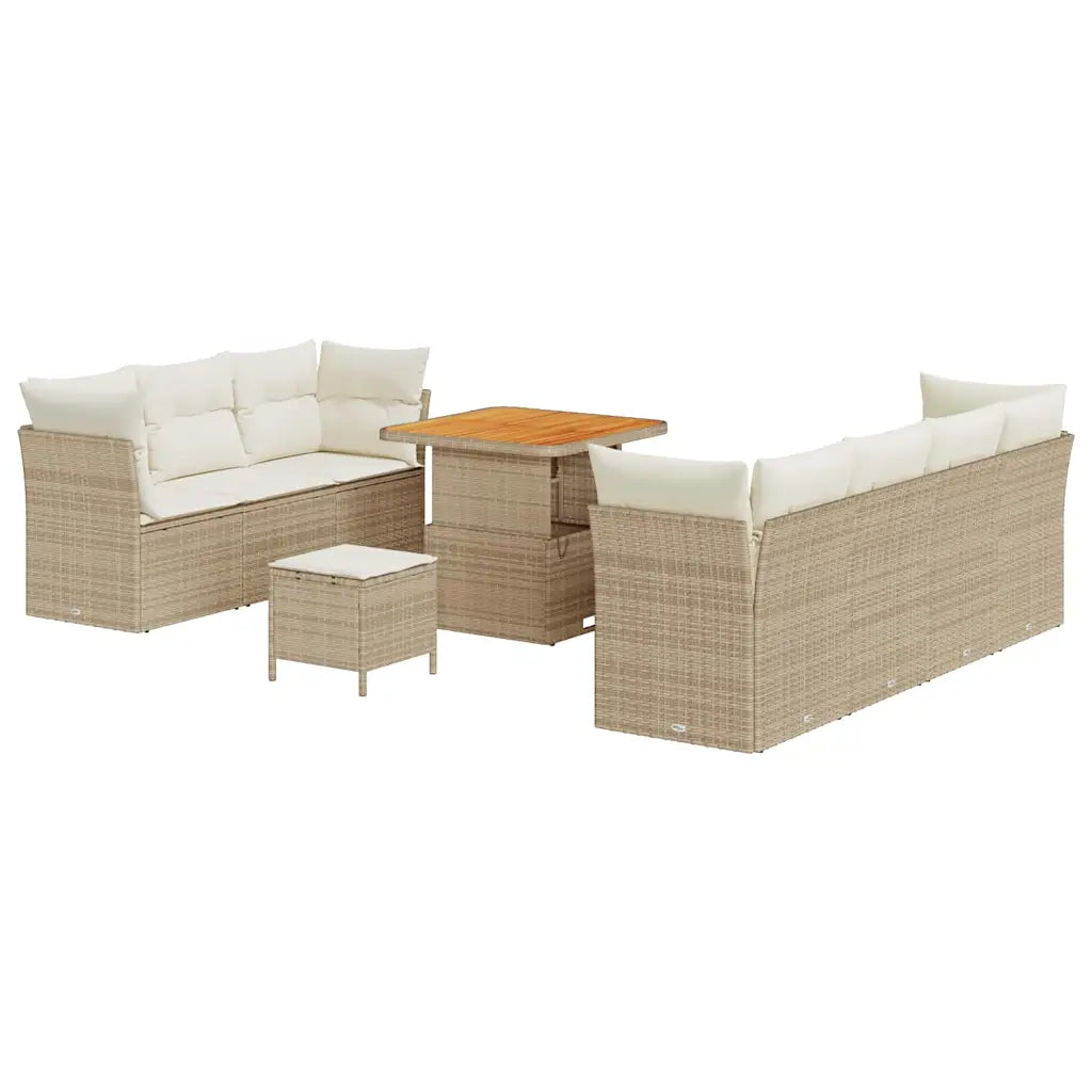 Configuration modulaire du salon de jardin beige avec poufs