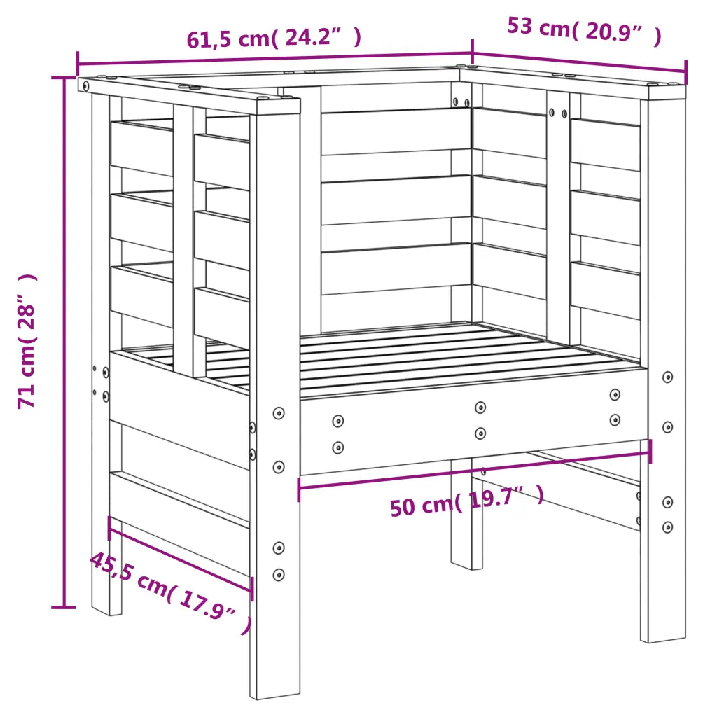 Dimensions du caisson du Salon de Jardin en Pin