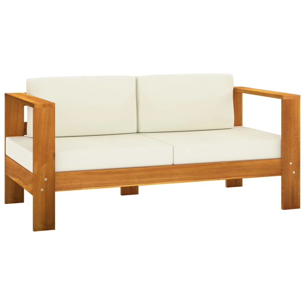 Canapé central simple salon de jardin acacia massif avec coussin confort