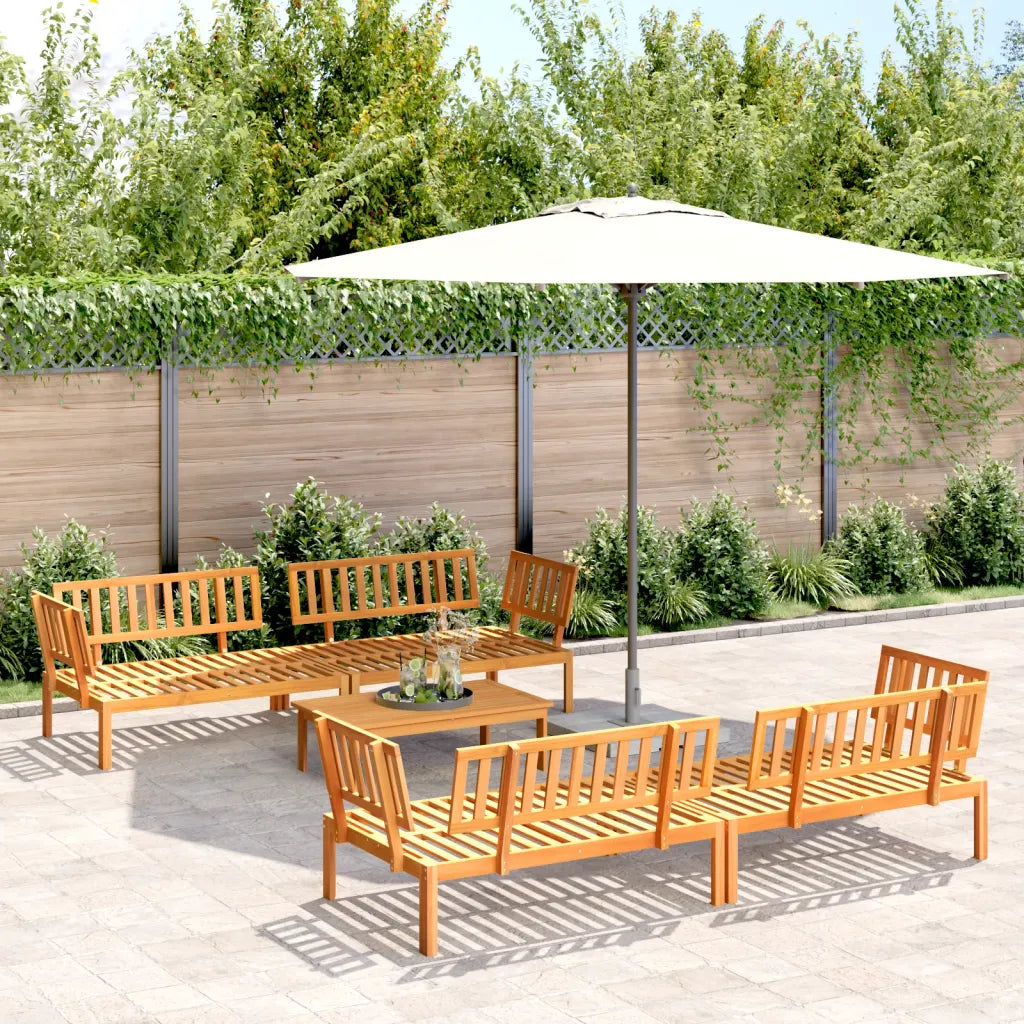 Salon de jardin en palette bois d’acacia sur terrasse moderne.