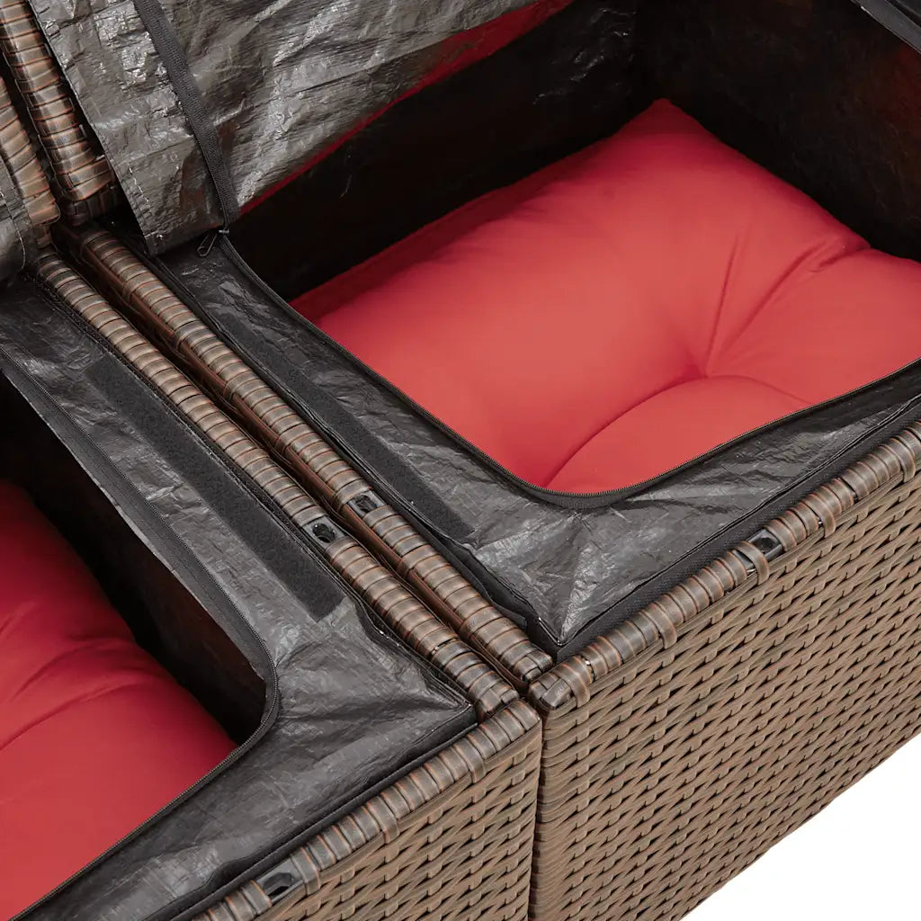 Un ensemble de Salon de Jardin en Rotin moderne et pas cher. Disponible en 4 coloris.