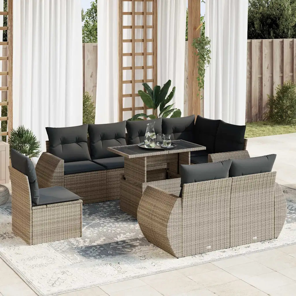 Un ensemble de Salon de Jardin en Rotin moderne et pas cher. Disponible en 4 coloris.