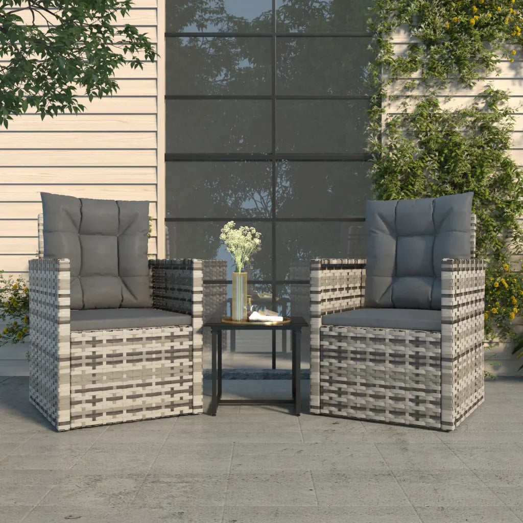 Ensemble de jardin gris anthracite contemporain sur patio ensoleillé.