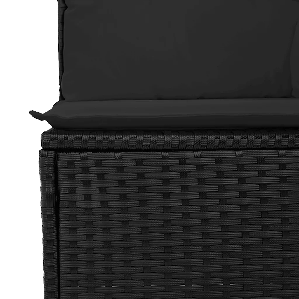 module central du salon noir montré de face avec coussin d’assise