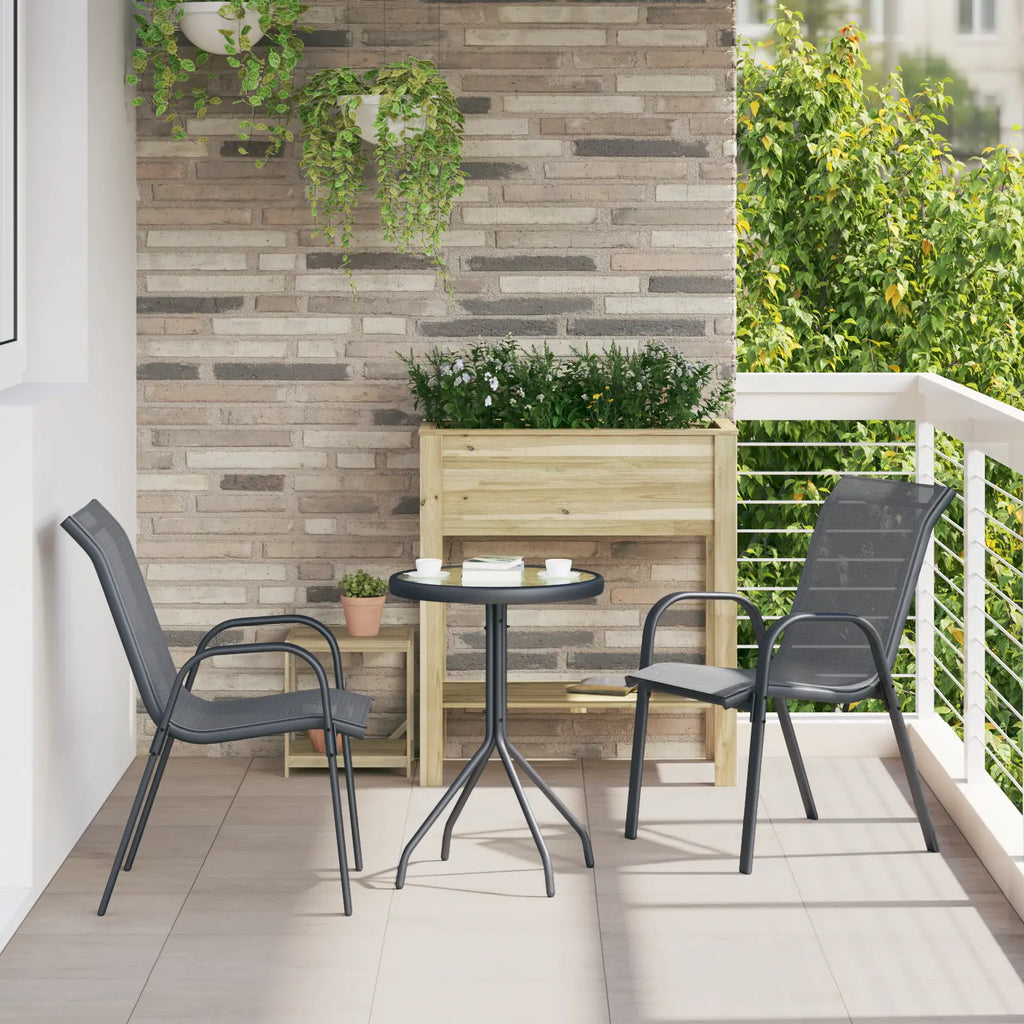 salon de jardin pour balcon gris anthracite sur terrasse