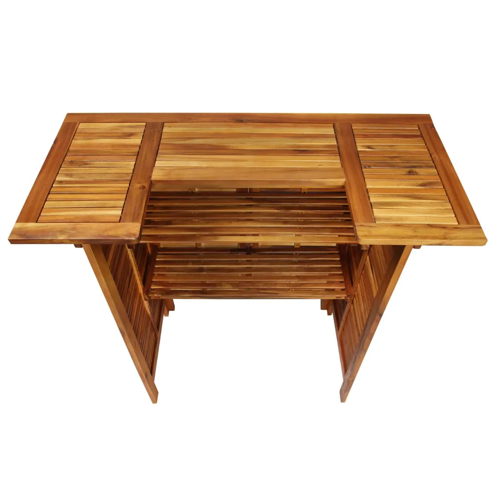 un magnifique Salon de Jardin Bar en bois d'acacia disponible avec des tabourets ronds ou carrés.