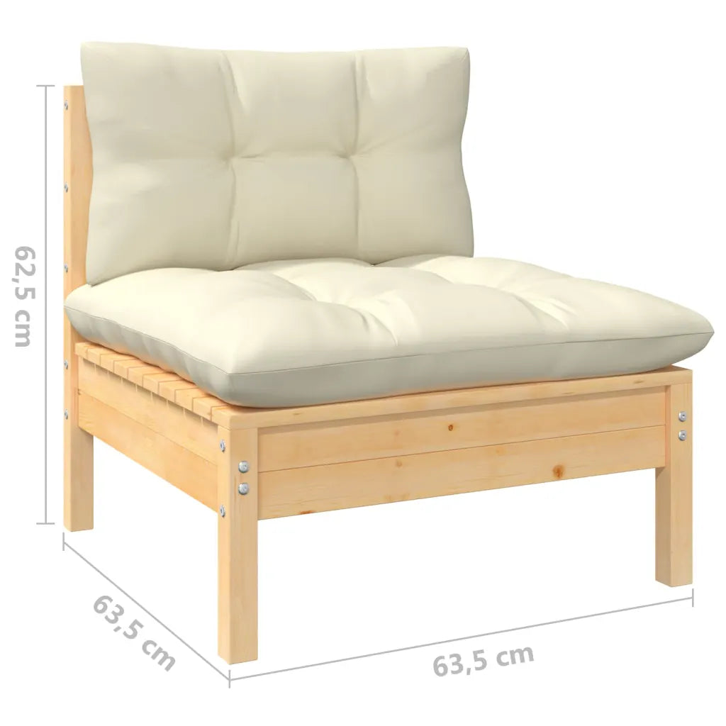 Module fauteuil simple salon de jardin confortable en bois de pin naturel