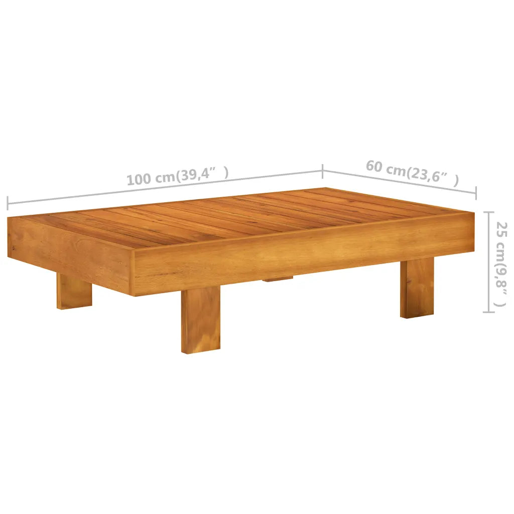 Table basse salon de jardin luxe 100x60cm en acacia massif huilé