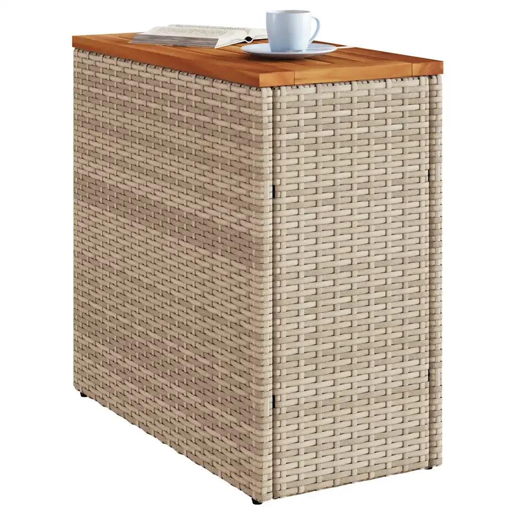 Vue dessus table jardin rotin PE beige plateau verre trempé rectangulaire