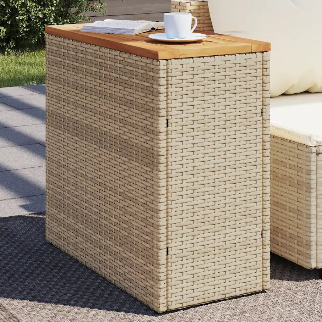 Table terrasse rotin PE beige 58x27,5x55 cm compacte légère