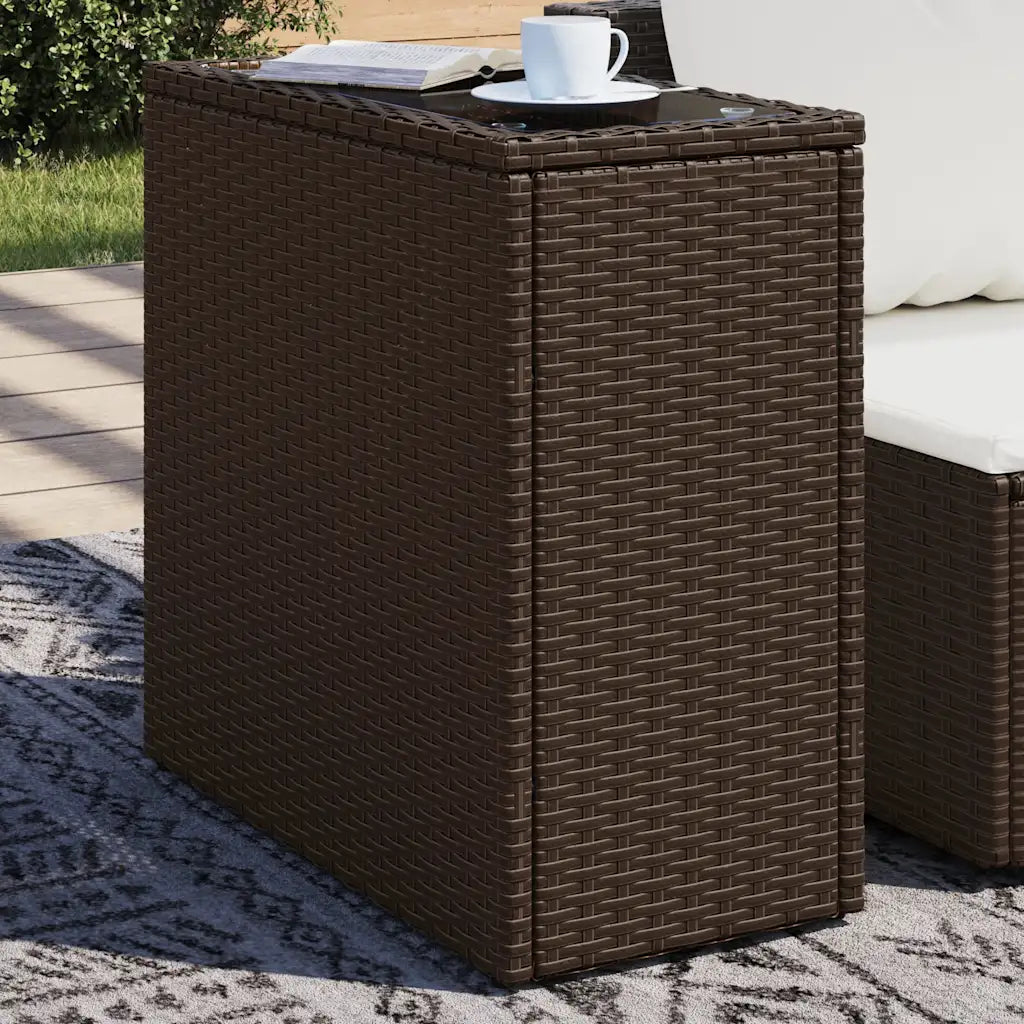 Table jardin rotin PE marron 58 cm cadre acier thermolaqué robuste