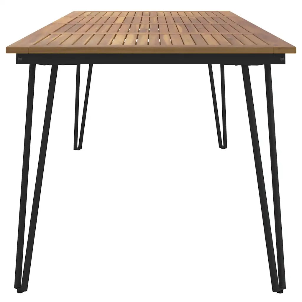 Table jardin bois acacia 180x90 cm pieds métal design industriel