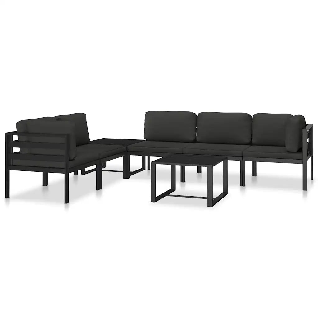 Table jardin aluminium 60 cm carrée couleur anthracite sur terrasse
