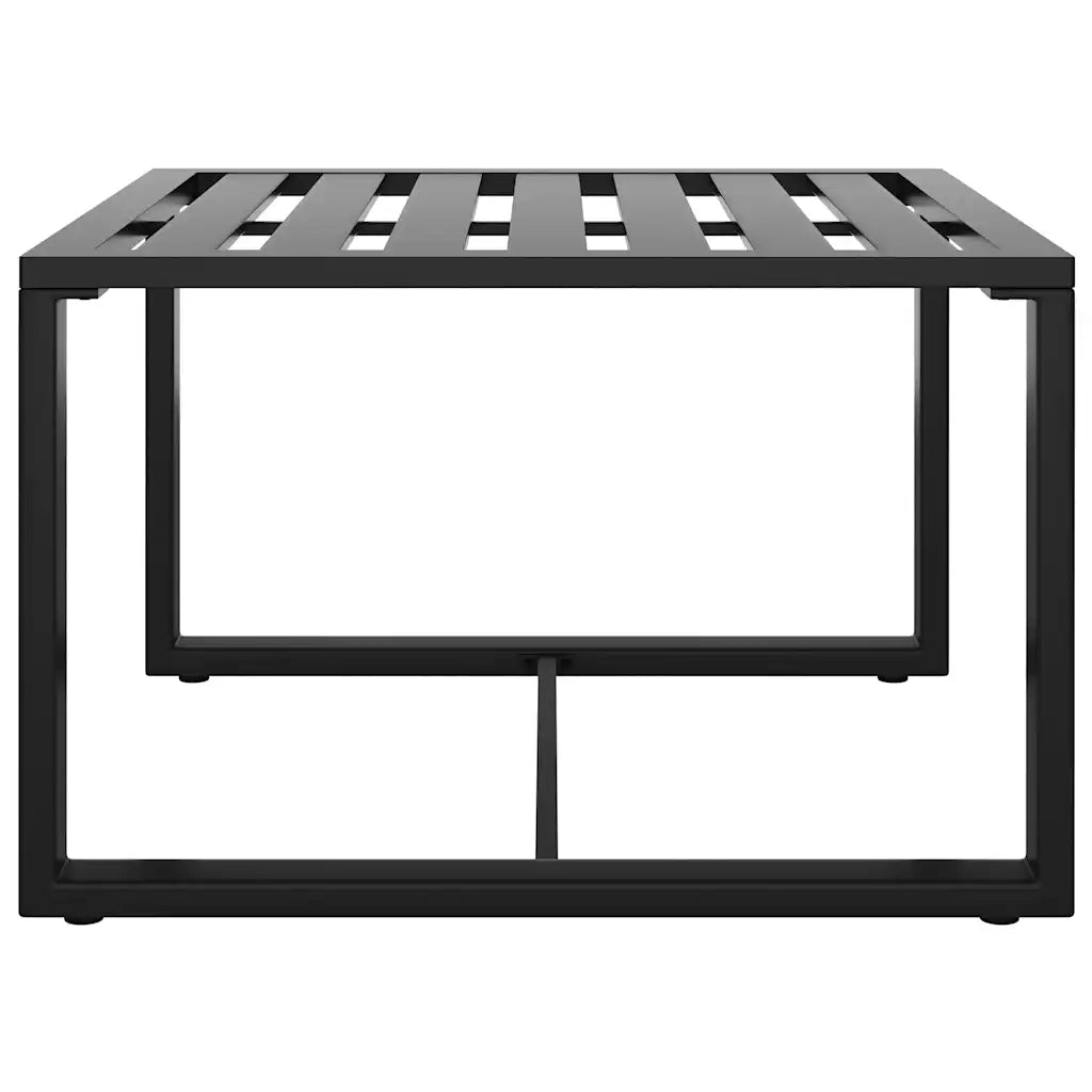 Détail table basse aluminium anthracite design moderne léger résistant
