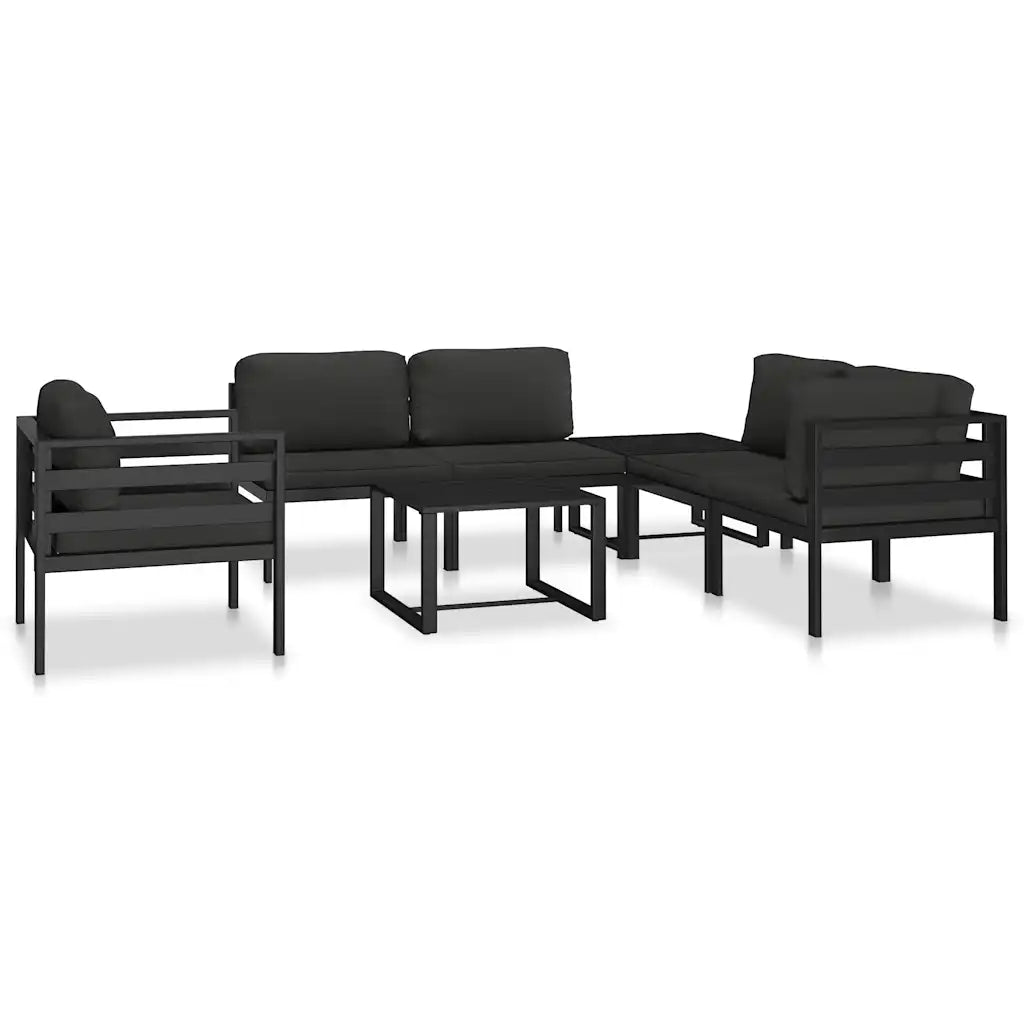 Inspiration aménagement salon extérieur modulable table aluminium anthracite
