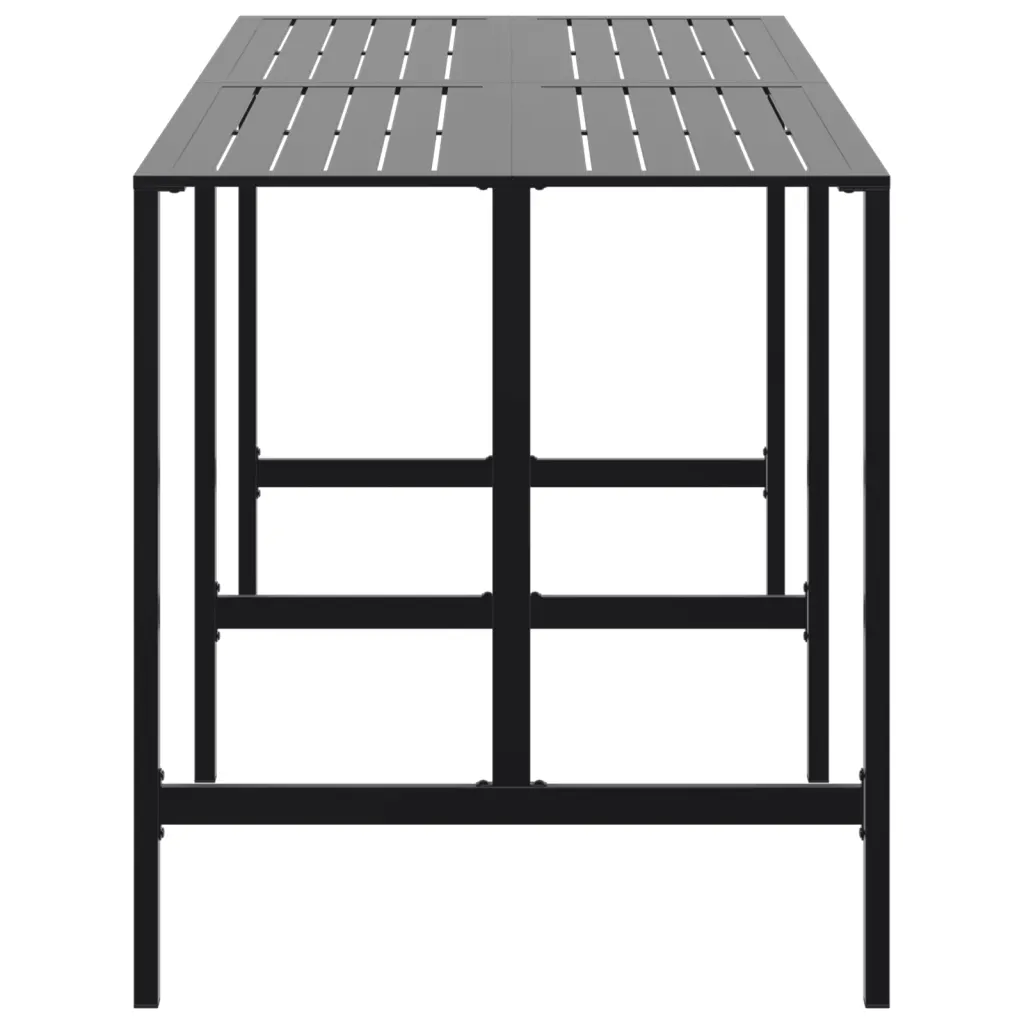 Table bar jardin acier noir 200x100x110 cm hauteur bar design industriel