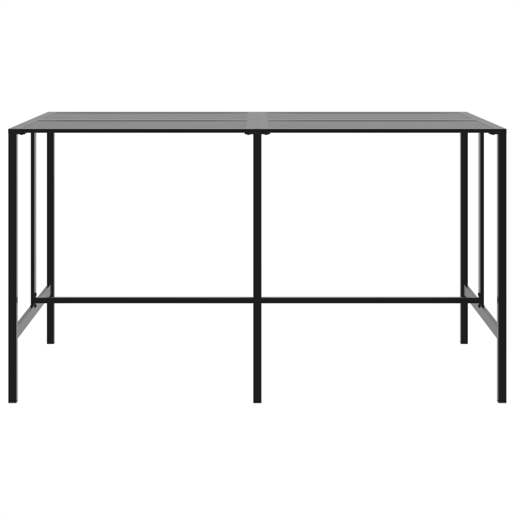 Table bar jardin acier noir 200 cm plateau lattes design moderne
