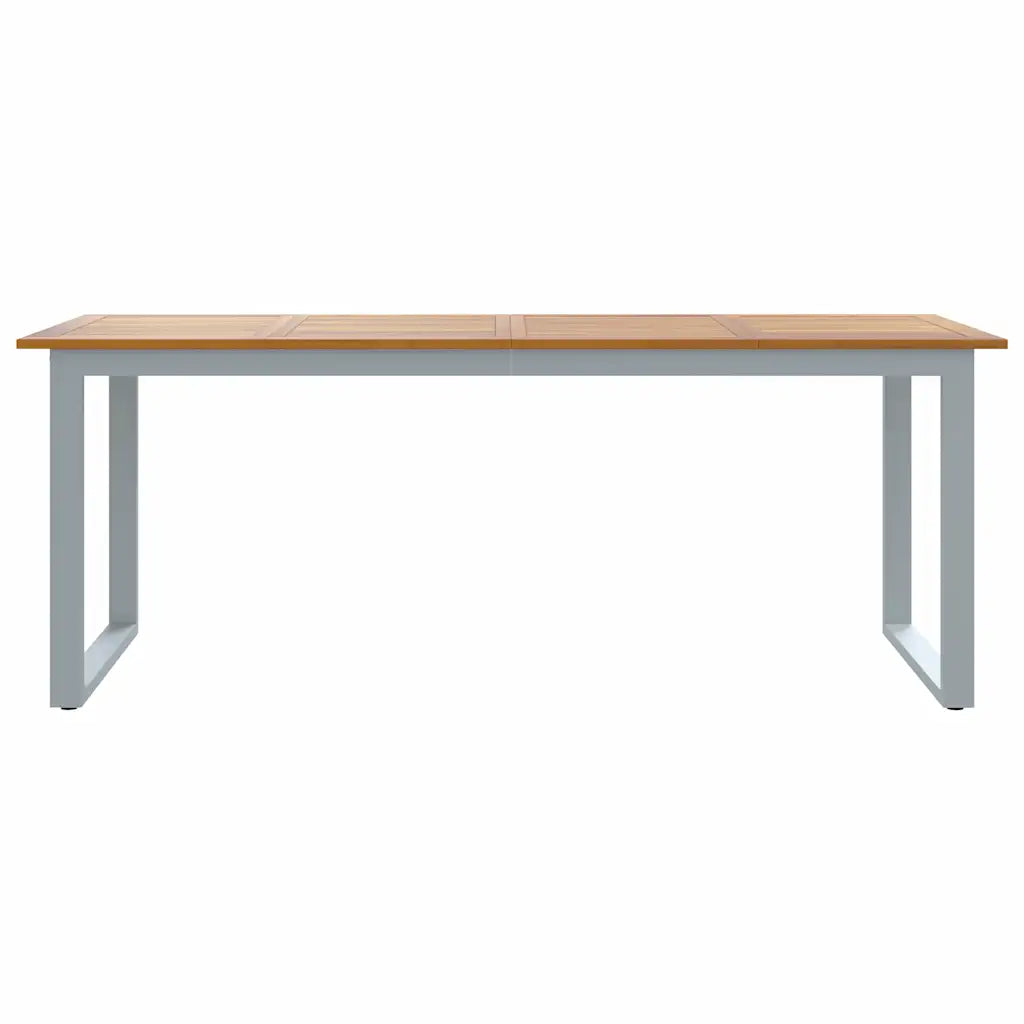 Table extérieur bois acacia plateau lisse structure aluminium grise