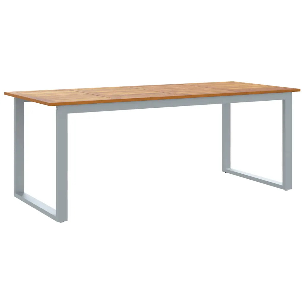 Table jardin bois acacia 200x90 cm structure aluminium grise design moderne