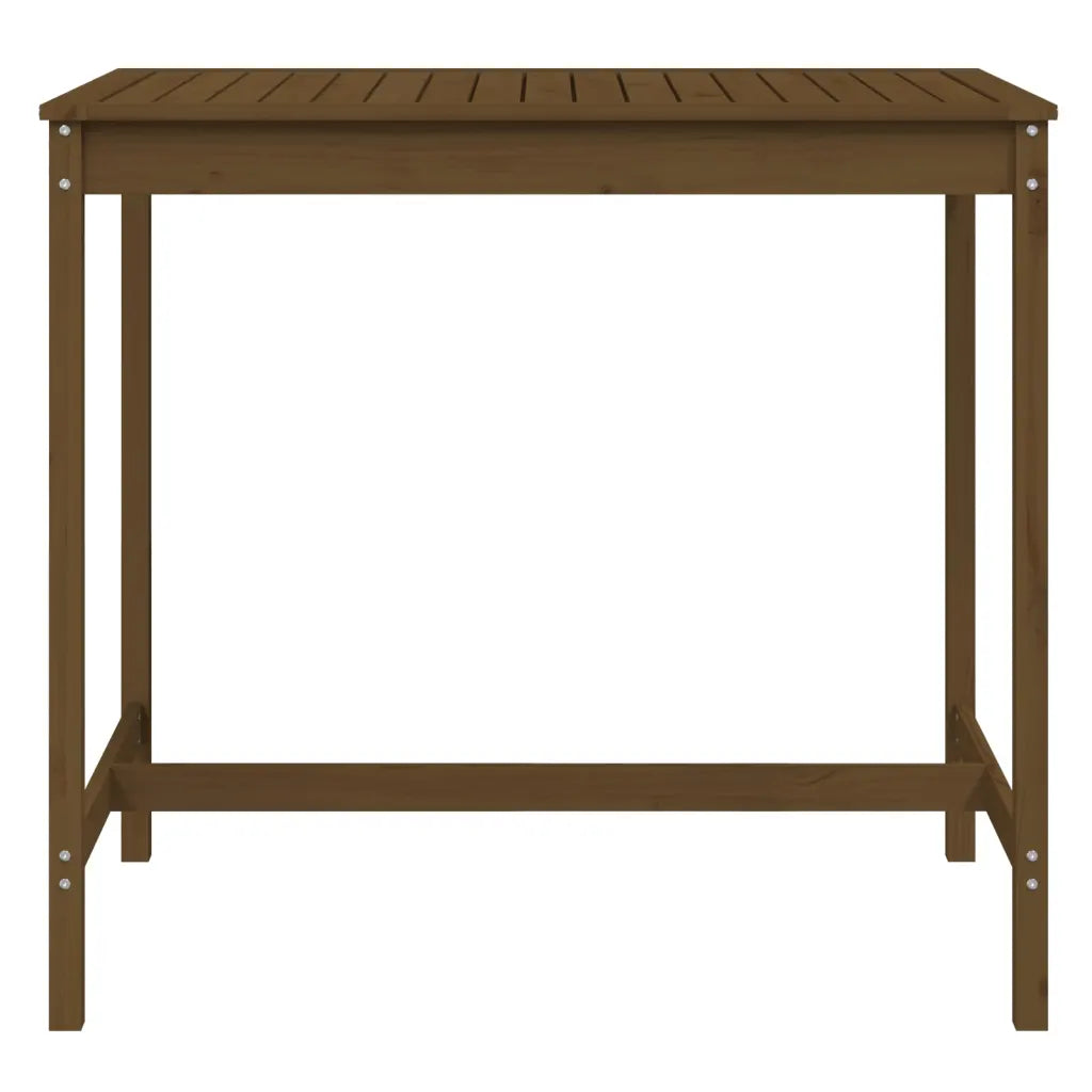 Table haute extérieur bois pin massif marron grain droit nœuds caractéristiques