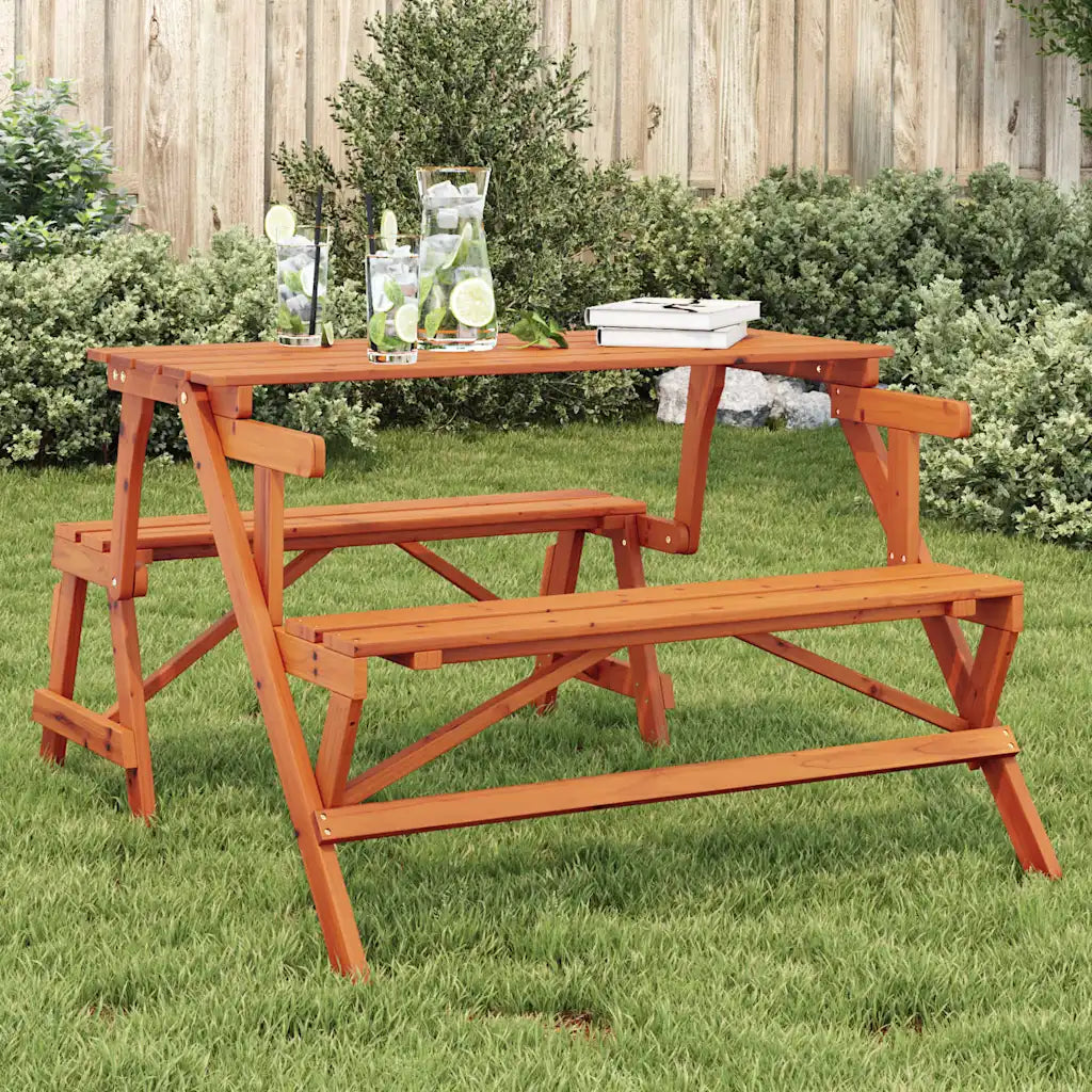 Table pique-nique bois sapin 110 cm configuration table avec bancs jardin