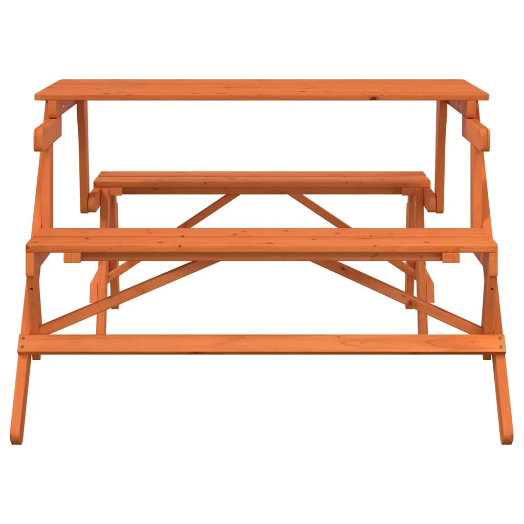 Configuration banc jardin avec dossier table pique-nique convertible bois