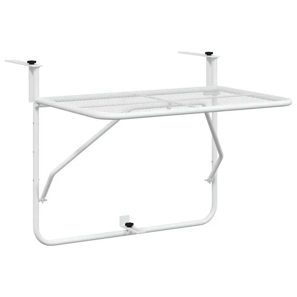 Table balcon pliable blanche acier 60 cm design maille moderne