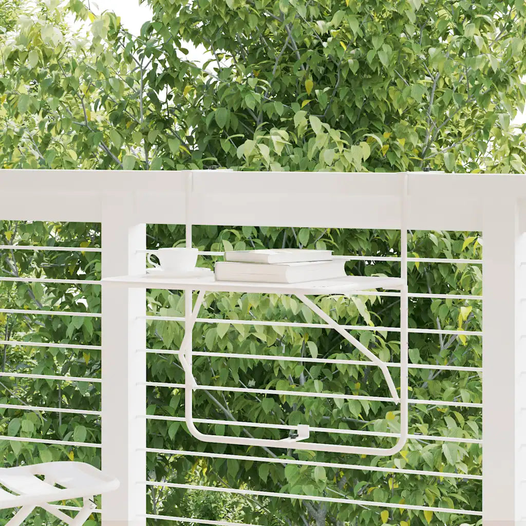 Table appoint balcon pliable blanche design industriel maille acier
