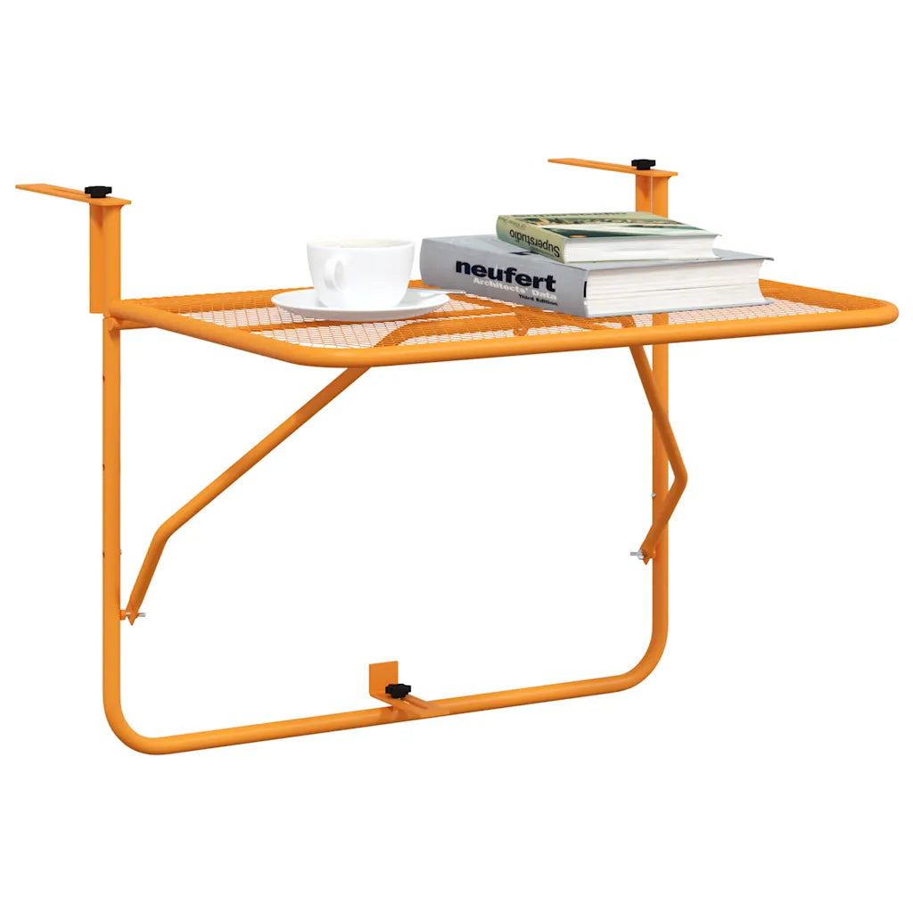 Table balcon pliable jaune 60 cm avec plantes décoration extérieur