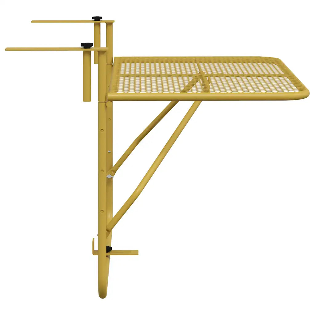 Schéma dimensions table balcon pliable dorée 60x40x65 cm vue technique
