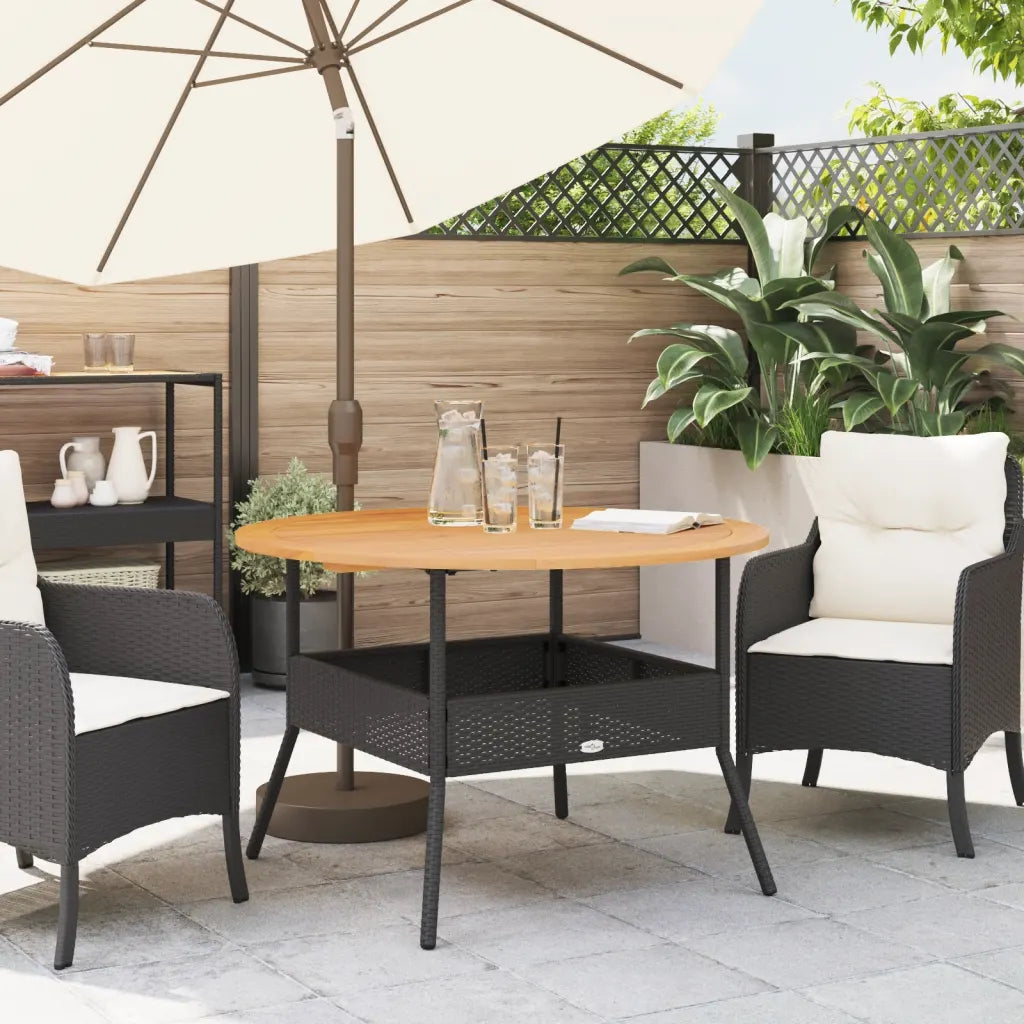 Table ronde jardin rotin PE noire 110 cm pour 4-6 personnes terrasse
