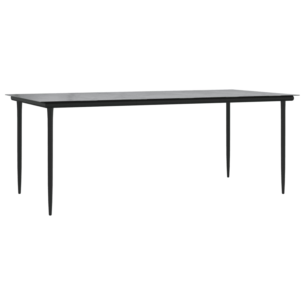 table de jardin rectangulaire avec plateau en verre trempé