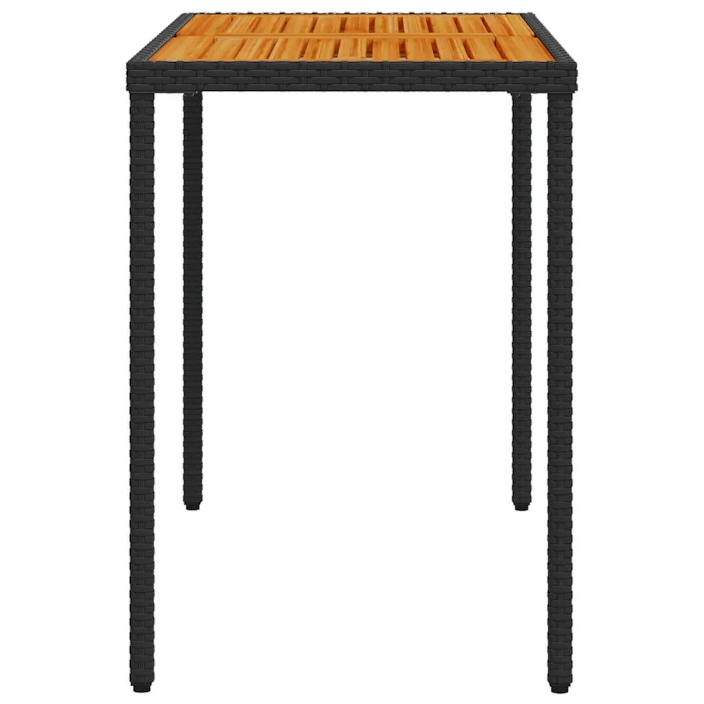 Table salon de jardin encastrable 115x54cm avec plateau acacia massif huilé et pieds acier