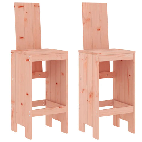 2 chaises de bar en bois de Douglas hauteur 75 cm design rustique avec dossier