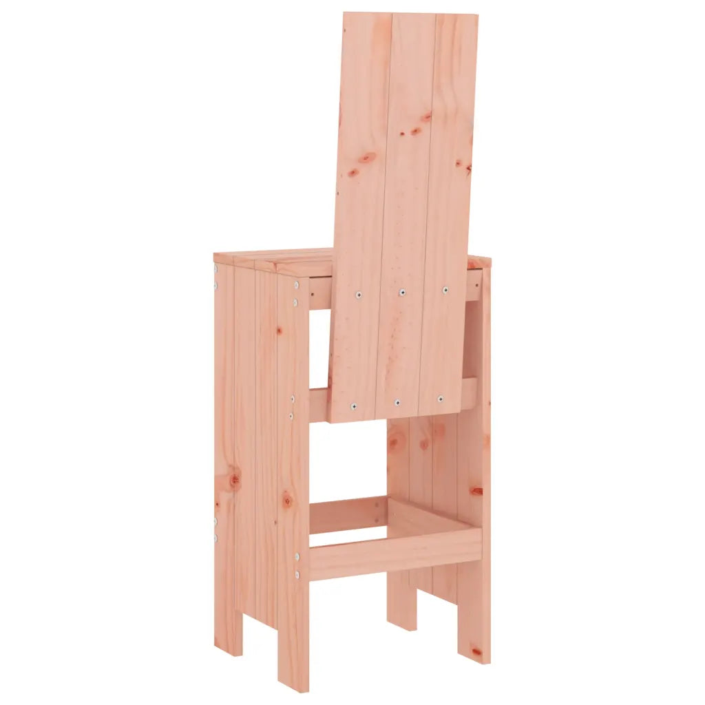 Tabouret de bar de jardin bois de Douglas massif avec dossier et repose-pieds confort