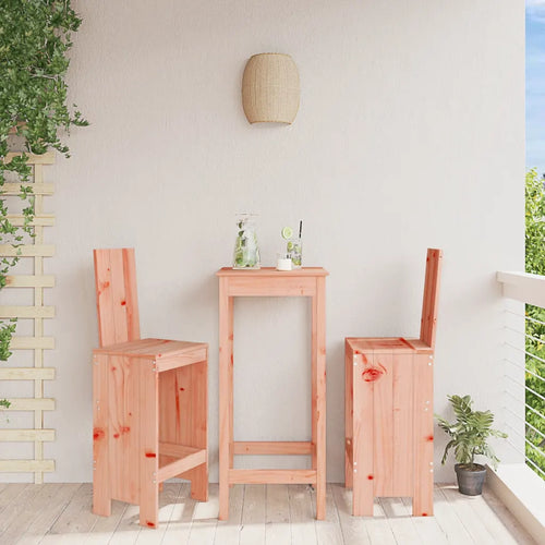 Lot de 2 chaises de bar de jardin en bois de Douglas massif autour d'une table haute