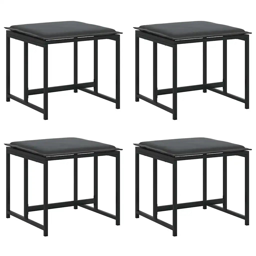 tabourets carrés noir avec coussin épais posé dessus
